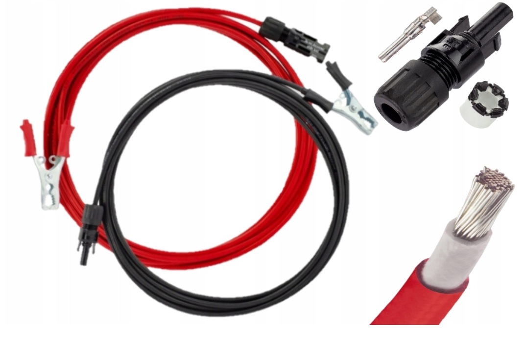 Zestaw kabli 2x4m 2,5mm2 (MC4 - krokodylki)